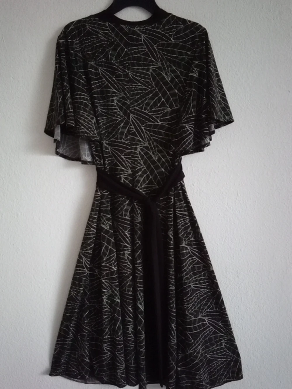 Enfocus Studio Black Dress with White Leaf Print